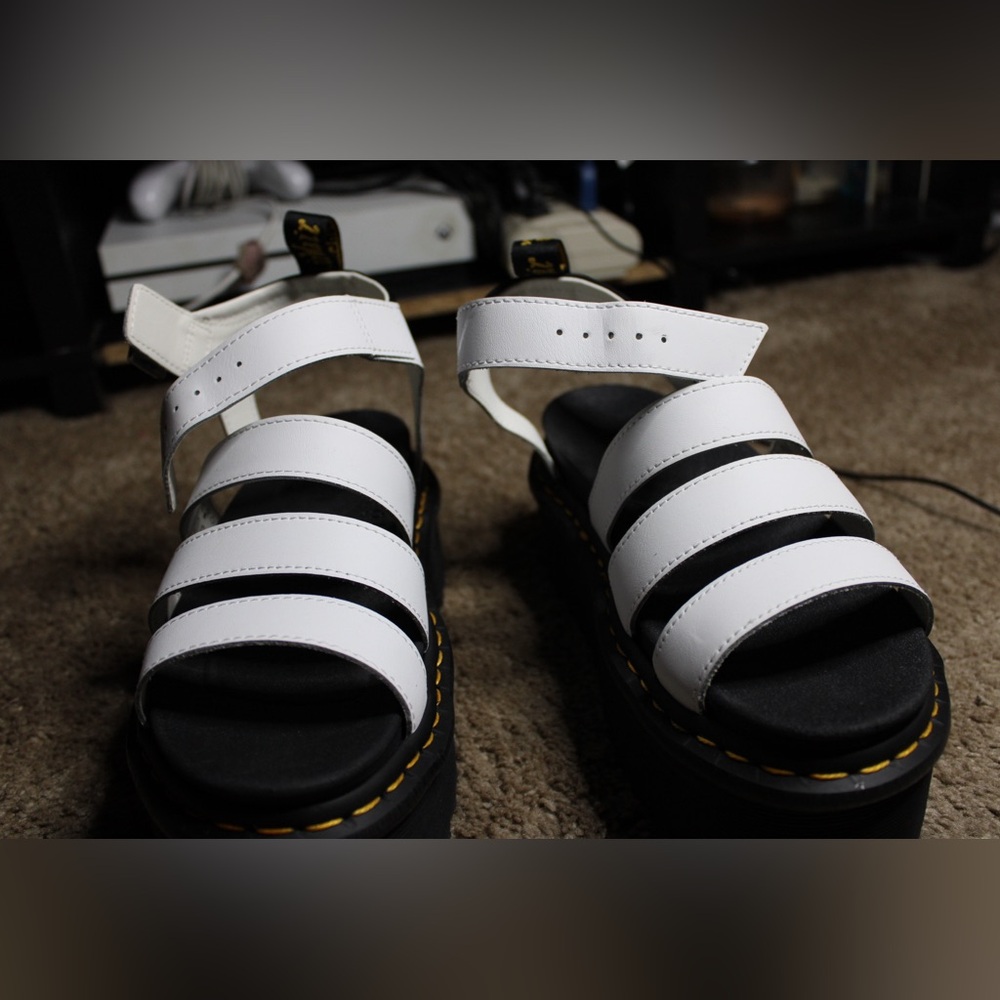 Womens Dr. Martens Blaire Platform Sandal - White Size 8